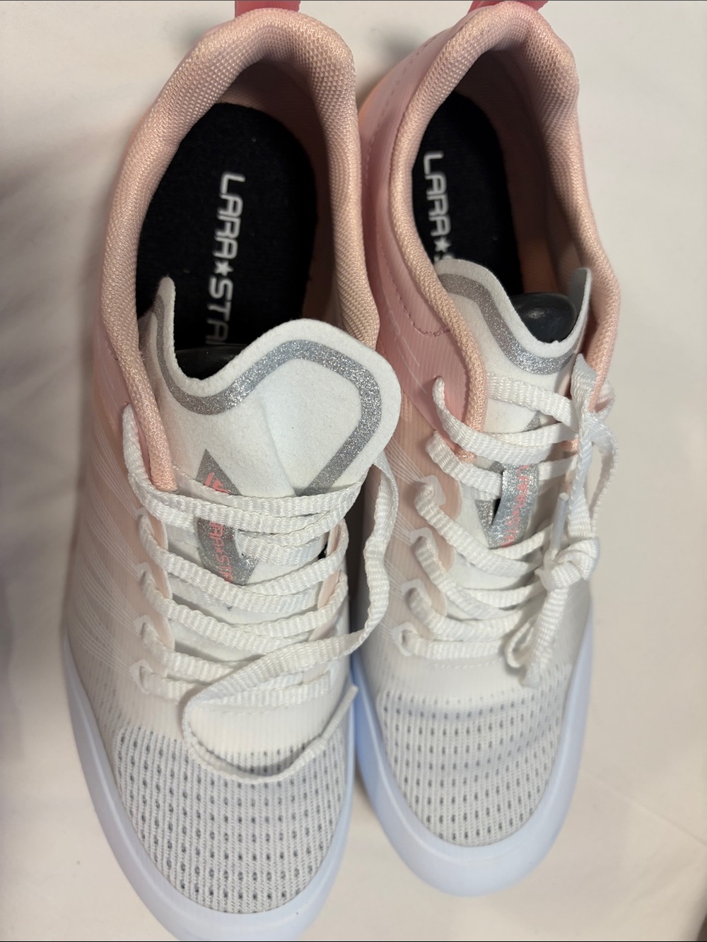 Women's White and Blush Athletic Sneakers - Lightweight Comfort